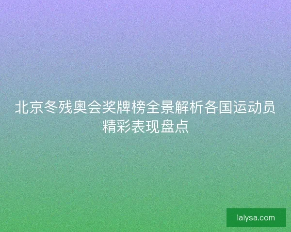 北京冬残奥会奖牌榜全景解析各国运动员精彩表现盘点